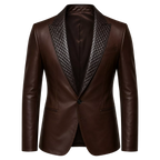 Men’s Quilted Lapel Leather Blazer | Luxury Tailored Dinner Jacket