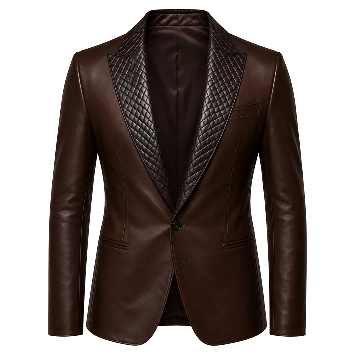 Men’s Quilted Lapel Leather Blazer | Luxury Tailored Dinner Jacket