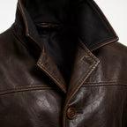 Men’s Dark Brown Leather Car Coat | Classic Long Jacket