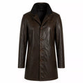 Men’s Dark Brown Leather Car Coat | Classic Long Jacket