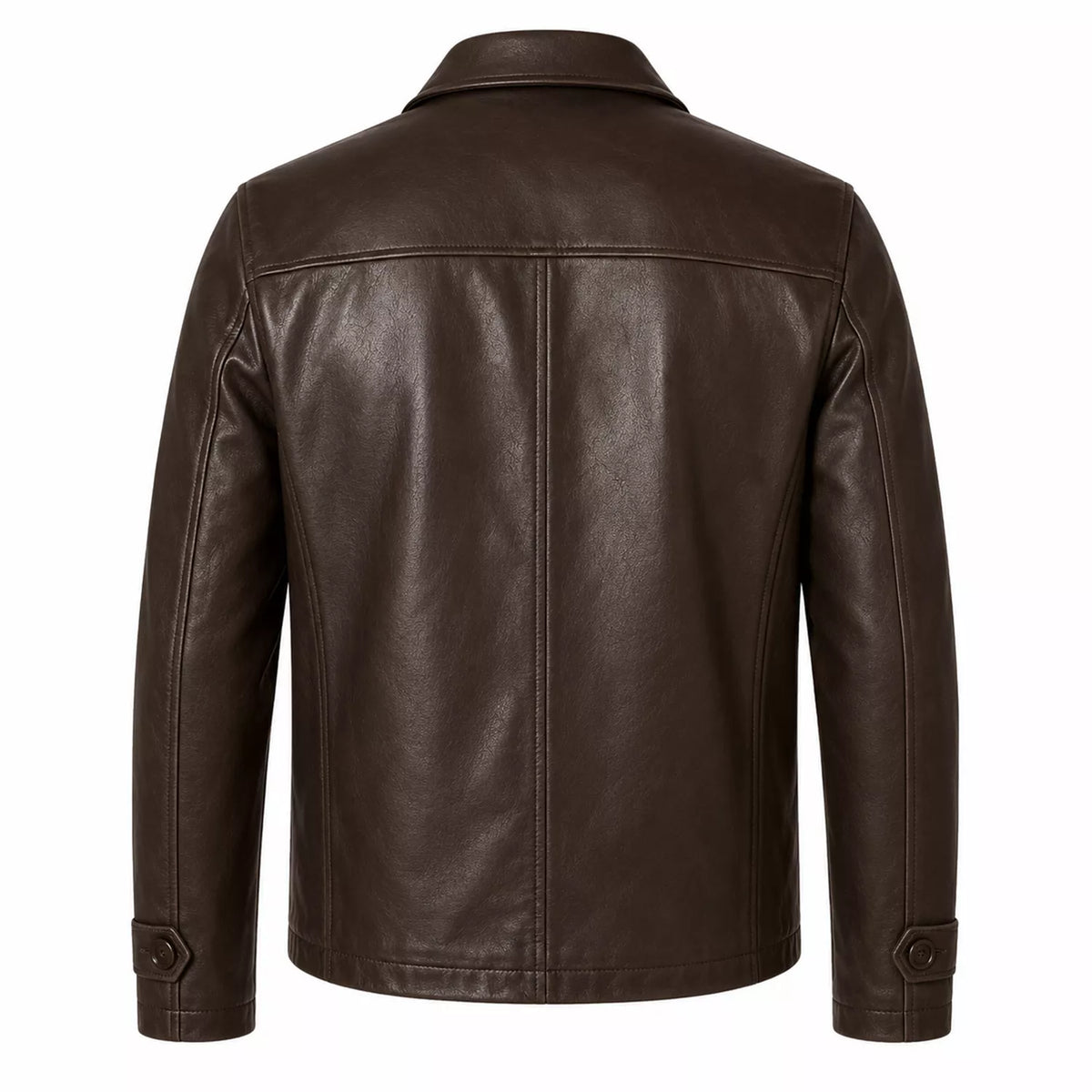 Men’s Dark Brown Leather Jacket | Classic Zip Style