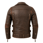 Men’s Distressed Brown Vintage Biker Leather Jacket | Asymmetric Moto Jacket