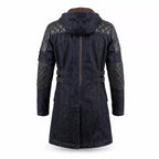 Movie Inspired Hooded Denim Trench Coat | Leather Panel Long Jacket