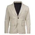 Men’s Ivory Leather Blazer | Cream Tailored Button Front Sport Coat