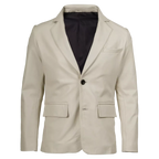 Men’s Ivory Leather Blazer | Cream Tailored Button Front Sport Coat