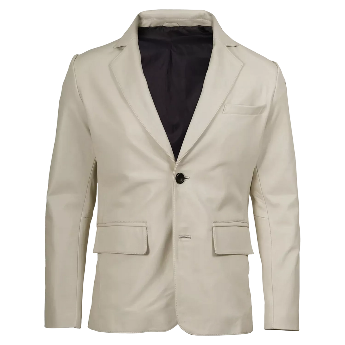 Men’s Ivory Leather Blazer | Cream Tailored Button Front Sport Coat