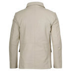 Men’s Ivory Leather Blazer | Cream Tailored Button Front Sport Coat