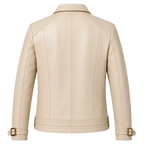 Men’s Ivory Leather Moto Jacket | Cream Zip-Up Biker Jacket