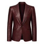 Men’s Quilted Lapel Leather Blazer | Luxury Tailored Dinner Jacket