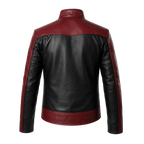 Men’s Red Black Spider Emblem Leather Jacket | Biker Style Moto Jacket