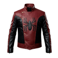 Men’s Red Black Spider Emblem Leather Jacket | Biker Style Moto Jacket