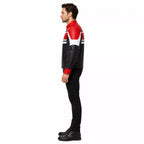 Men’s Red Black White Leather Biker Jacket | Moto Style