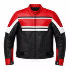 Men’s Red Black White Leather Biker Jacket | Moto Style