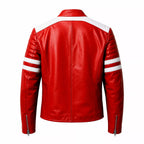 Men’s Red Leather Racing Jacket | Vintage 90s Inspired Motorcycle Biker Jacket