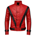 Men’s Red and Black Retro Leather Jacket | Jackson Inspired  Fashion Biker Style Outerwear