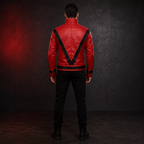Men’s Red and Black Retro Leather Jacket | Jackson Inspired  Fashion Biker Style Outerwear