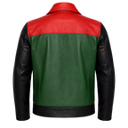 Men’s Retro Colorblock Leather Jacket | Zip Front Racer Style