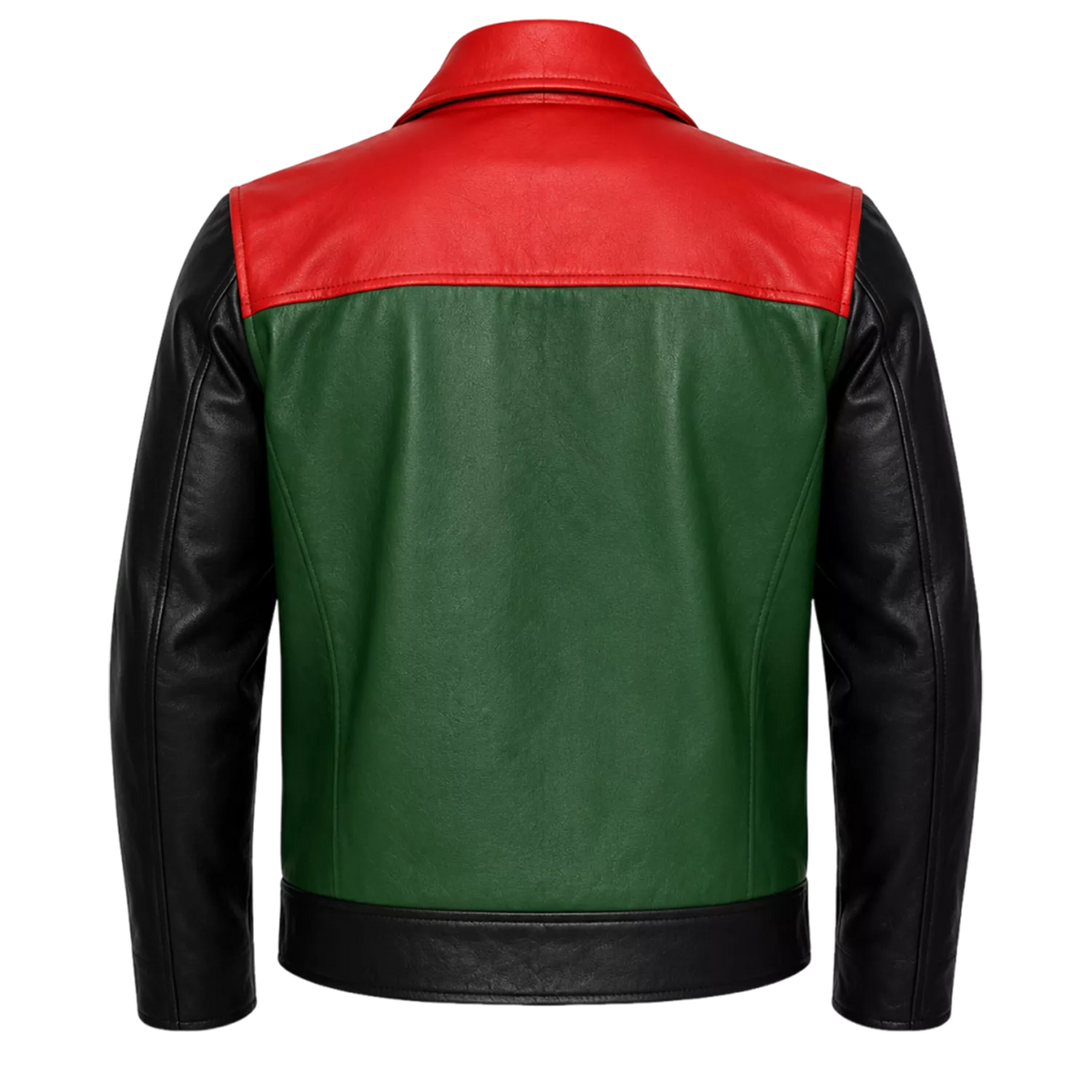 Men’s Retro Colorblock Leather Jacket | Zip Front Racer Style