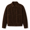 Men’s Suede Leather Bomber Jacket | Dark Brown Classic Everyday Jacket