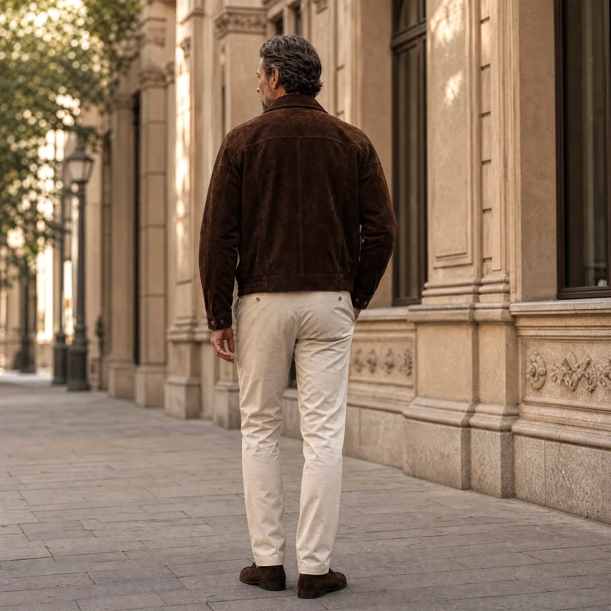 Men’s Suede Leather Bomber Jacket | Dark Brown Classic Everyday Jacket