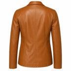 Men's Tan Brown Leather Blazer | Classic Notch Lapel Blazer