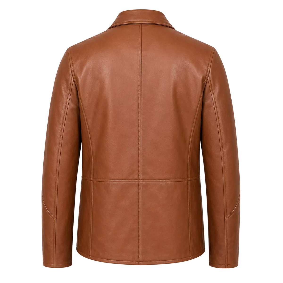 Men’s Tan Brown Leather Safari Blazer Jacket | Button-Up Utility Coat