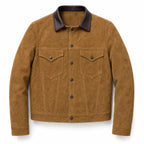 Men’s Tan Suede Trucker Jacket | Vintage Western Style Leather Utility Jacket