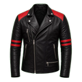 Men’s Two-Tone Leather Biker Jacket | Black Red Moto Racer Style