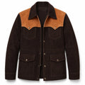 Men’s Two Tone Suede Leather Jacket | Premium Multi Pocket Casual Outerwear