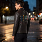 Men’s USA Soccer-Inspired Dark Brown Leather Jacket | Cafe Racer Biker Jacket