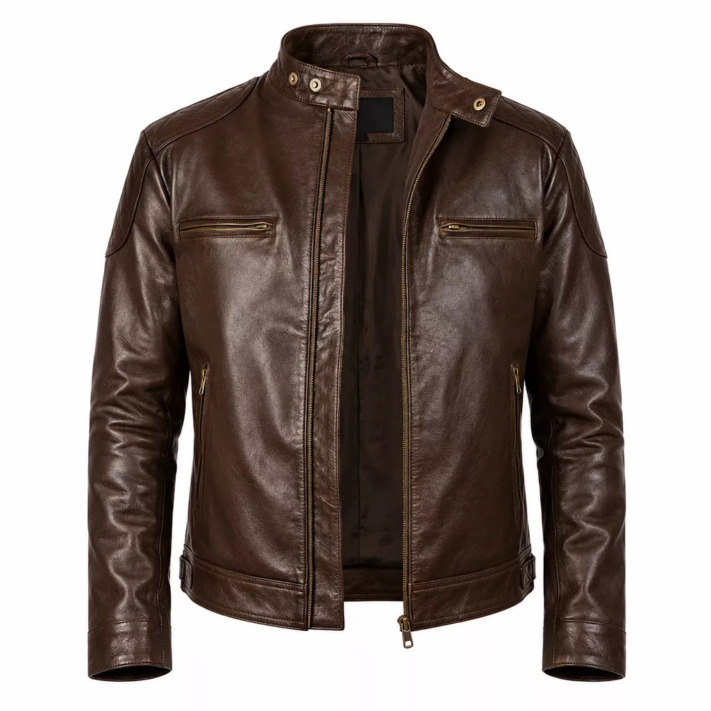 Men’s Vintage Leather Jacket | Hand-Burnished Biker Jacket