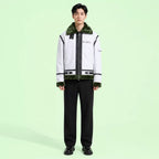 Men’s White Green Shearling Leather Jacket | Aviator Style Winter Jacket
