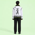 Men’s White Green Shearling Leather Jacket | Aviator Style Winter Jacket