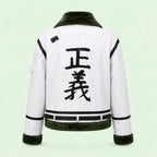 Men’s White Green Shearling Leather Jacket | Aviator Style Winter Jacket