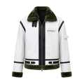 Men’s White Green Shearling Leather Jacket | Aviator Style Winter Jacket