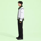 Men’s White Green Shearling Leather Jacket | Aviator Style Winter Jacket