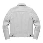 Men’s White Utility Leather Biker Jacket | Zip-Up Moto Jacket