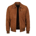 Men’s Chocolate Suede Bomber Jacket - Premium Goatskin Suede