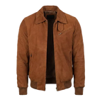 Men’s Chocolate Suede Bomber Jacket - Premium Goatskin Suede