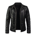 Men’s Black Cafe Racer Leather Jacket with Front Zip Closure