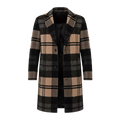 Women’s Beige Black Plaid Long Coat | Classic Check Overcoat