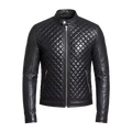 Men's Quilted PU Leather Jacket – Slim Fit Biker Style Zip Up Outerwear