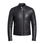 Men's Quilted PU Leather Jacket – Slim Fit Biker Style Zip Up Outerwear