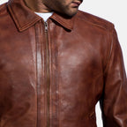 Men’s Brown Leather Jacket | Classic Casual Zip Style