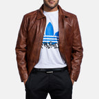 Men’s Brown Leather Jacket | Classic Casual Zip Style