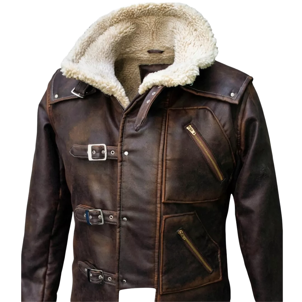 Men’s Brown Shearling Leather Jacket | Vintage Aviator Style