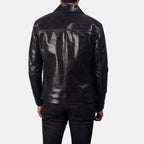 Men’s Black Leather Jacket | Classic Casual Zip Style
