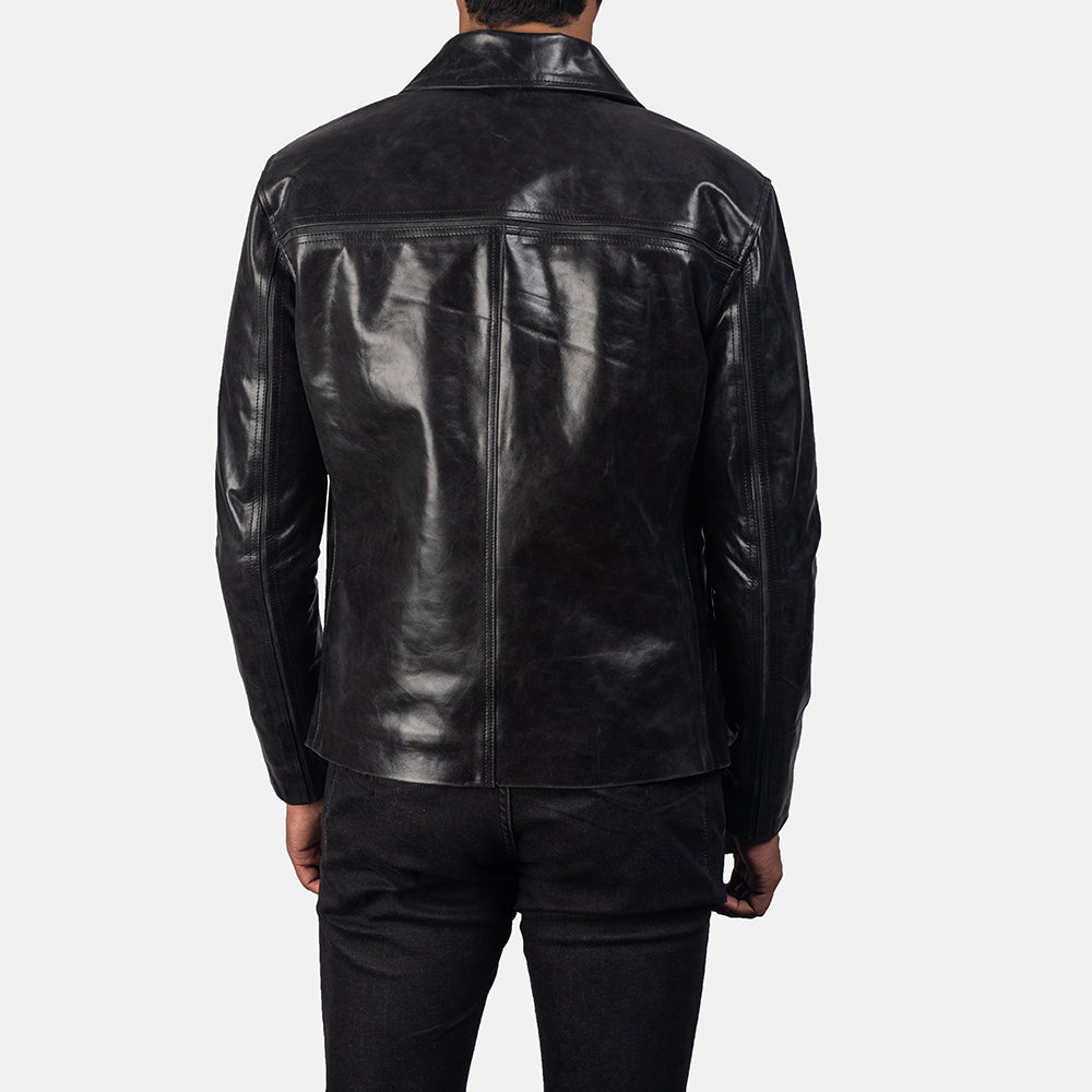 Men’s Black Leather Jacket | Classic Casual Zip Style