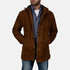 Men’s Brown Suede Shearling Coat | Classic Winter Car Coat