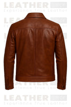 Men's Classic Brown Faux Leather Zip-Up Jacket – Premium Casual Outerwear